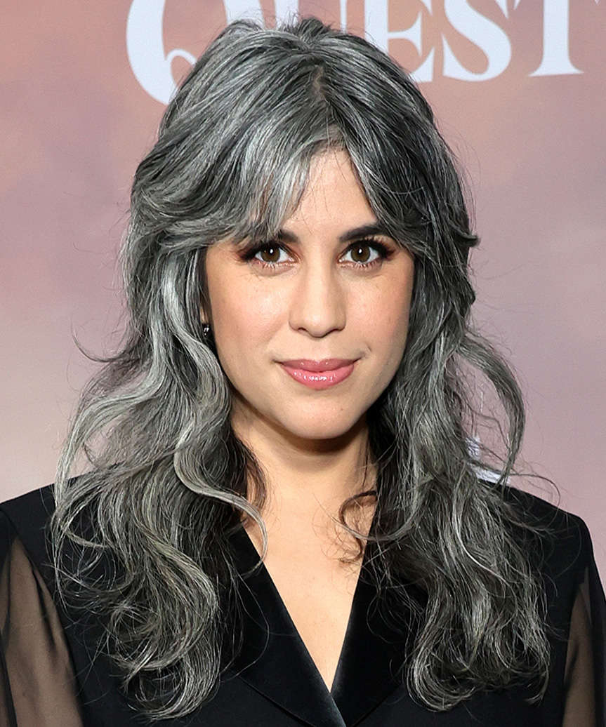 Mid-Back Natural Gray Loose Waves Mid-Back Natural Gray Loose Waves — Easy Ways to Style Curtain Bangs