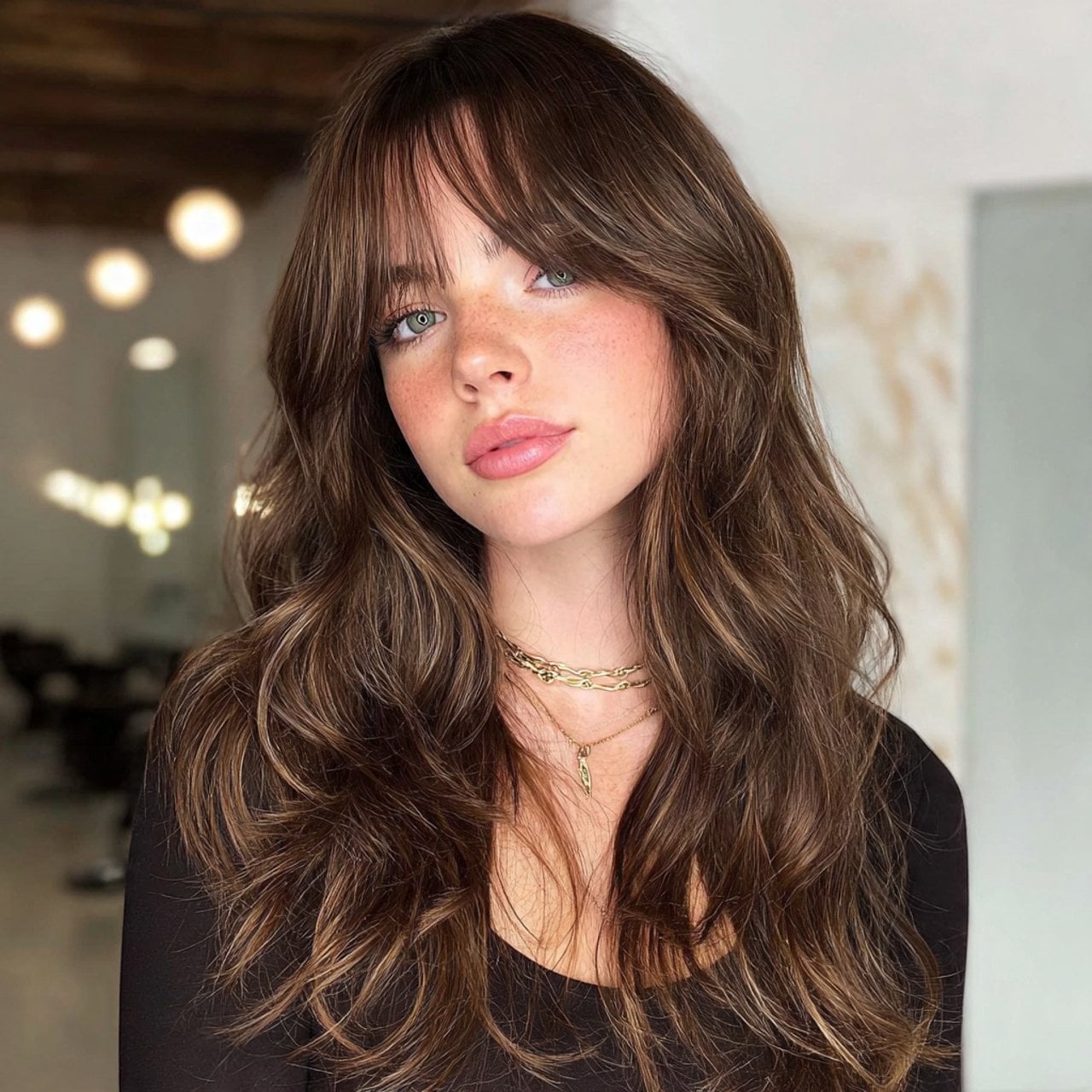 Thick Collarbone Waves With Styled Bangs Thick Collarbone Waves With Styled Bangs — Easy Ways to Style Curtain Bangs