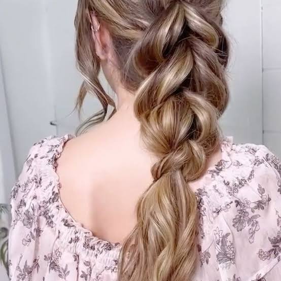Blonde Chunky Braided Ponytail With Loose Waves — Easy Wedding Hairstyles for Long Hair
