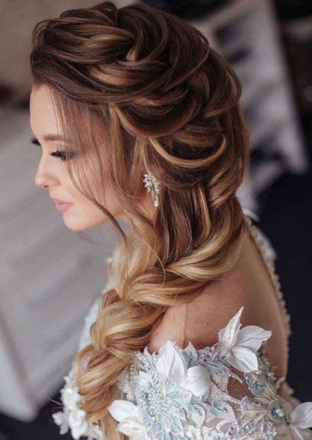 Dark Blonde Half Up Half Down With Fishtail Braid, Mid-Back — Easy Wedding Hairstyles for Long Hair