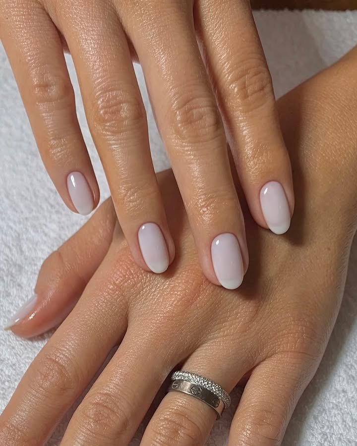 Classic Thin White Line Squoval French Nails — Elegant Bridal Nails