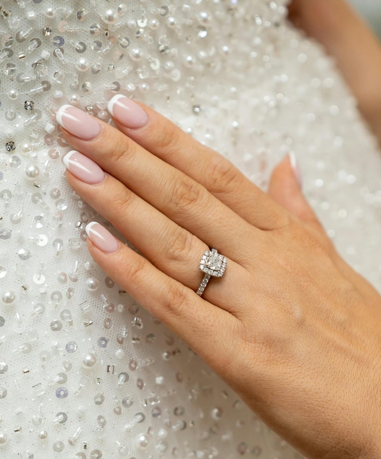 Sheer Pink Cat-Eye Glossy Almond Nails — Elegant Bridal Nails