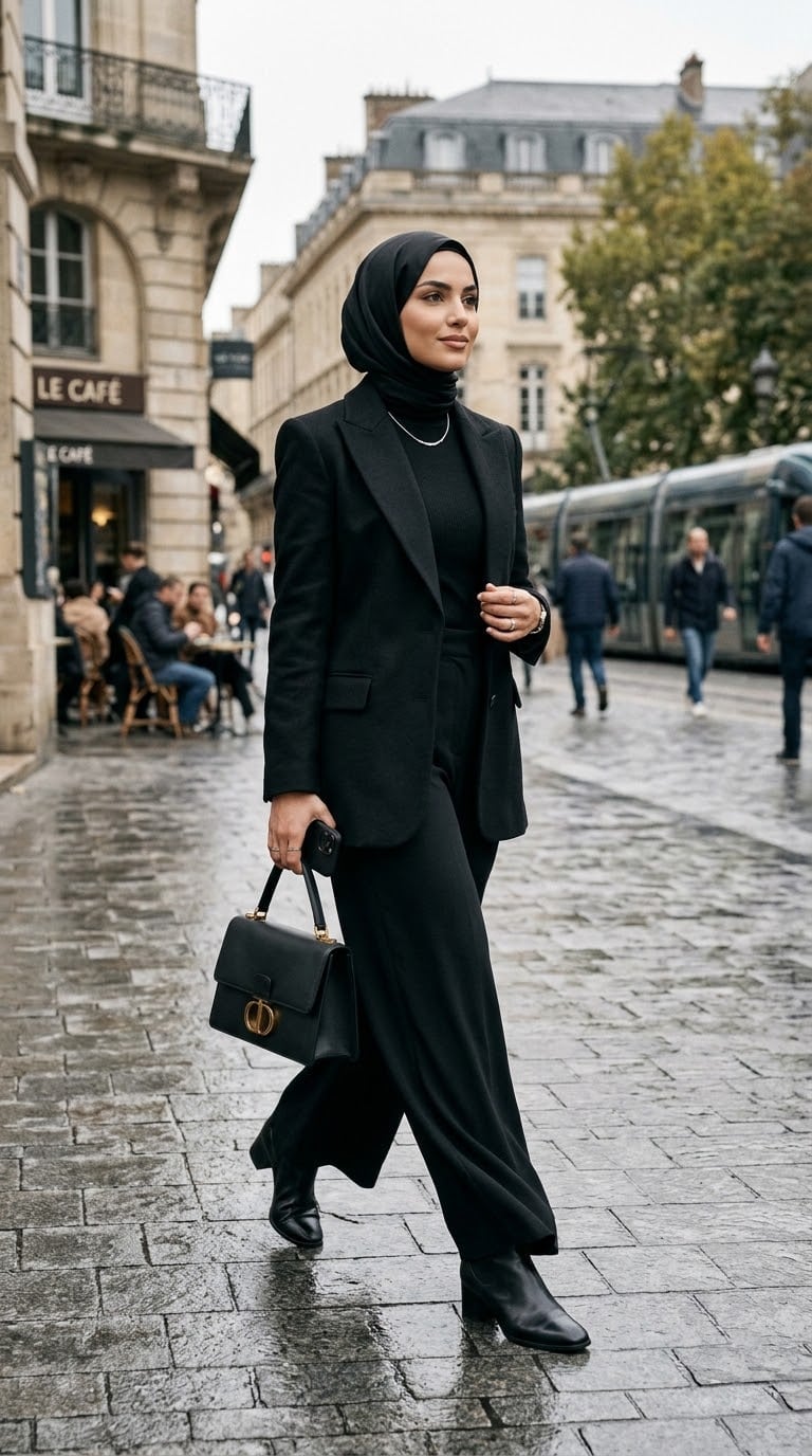 Oversized Black Blazer with Relaxed Trousers Oversized Black Blazer with Relaxed Trousers — Elegant Dark Outfits