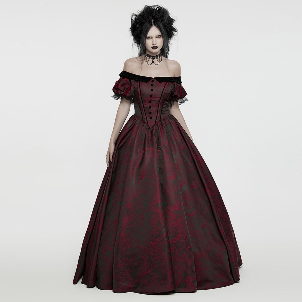Black and Red Off-Shoulder Ballgown Black and Red Off-Shoulder Ballgown — Elegant Gothic Outfits
