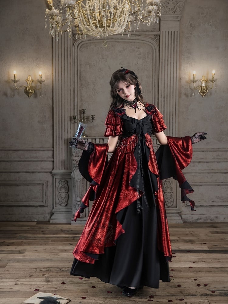 Black and Red Ruffled Lolita Dress Black and Red Ruffled Lolita Dress — Elegant Gothic Outfits