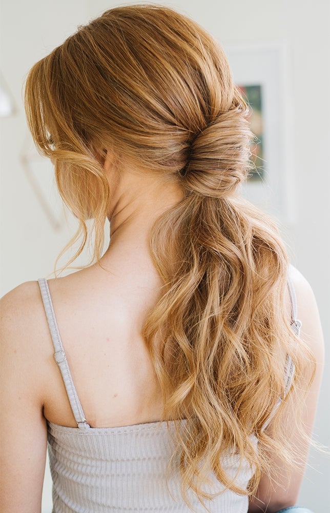 Honey Blonde Low Ponytail With Twisted Knot — Elegant Low Ponytail Hairstyles