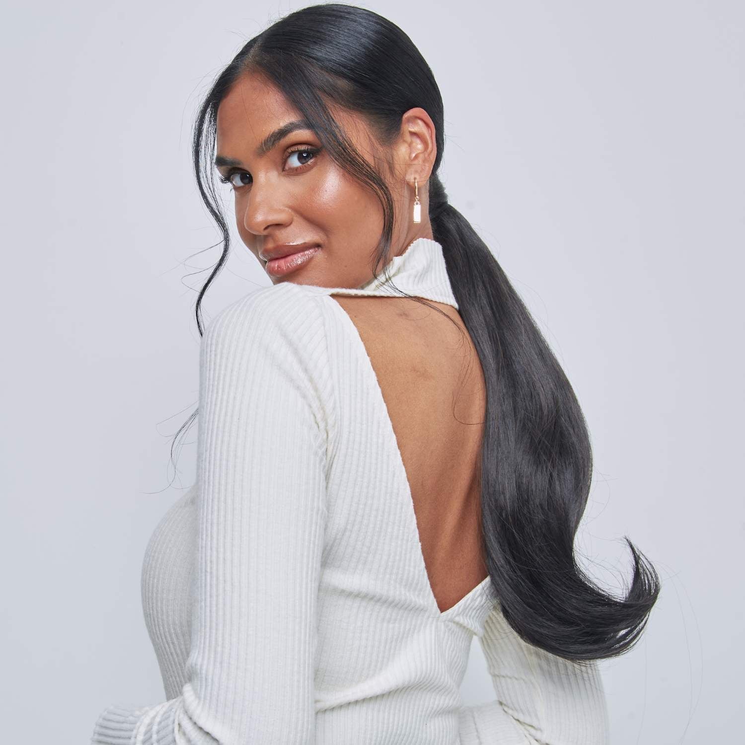 Glossy Dark Brown Wavy Low Ponytail, Layers — Elegant Low Ponytail Hairstyles