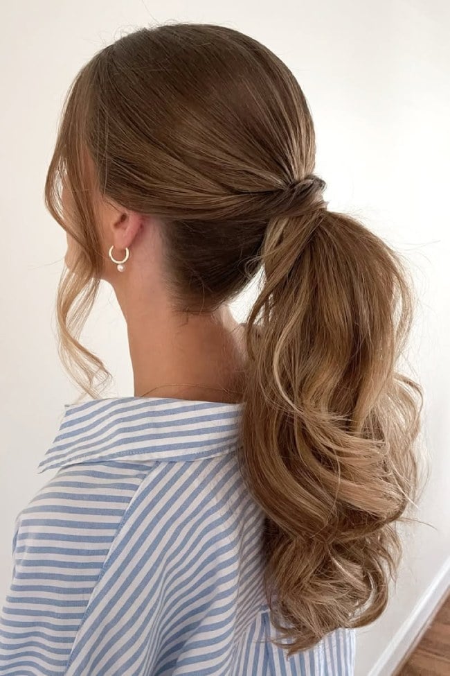 Honey Blonde Low Ponytail With Wrapped Base — Elegant Low Ponytail Hairstyles