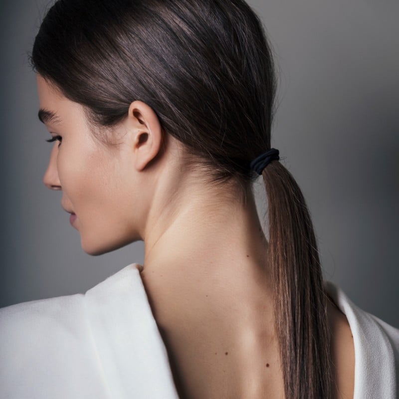 Sleek Dark Brown Mid-Back Ponytail — Elegant Low Ponytail Hairstyles