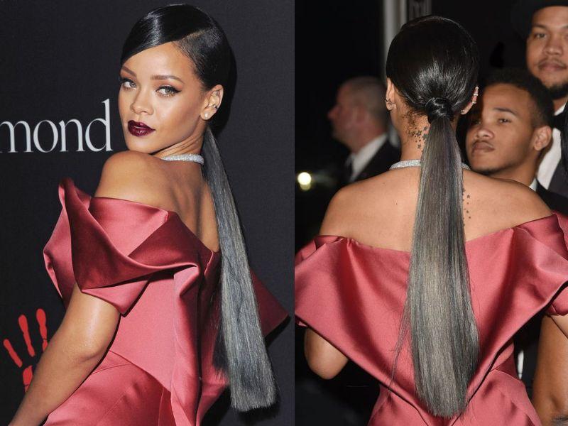 Sleek Black To Gray Ombre Low Ponytail — Elegant Low Ponytail Hairstyles