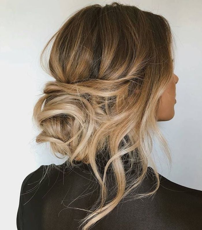 Messy Low Bun With Loose Wavy Strands — Elegant Updo Inspo