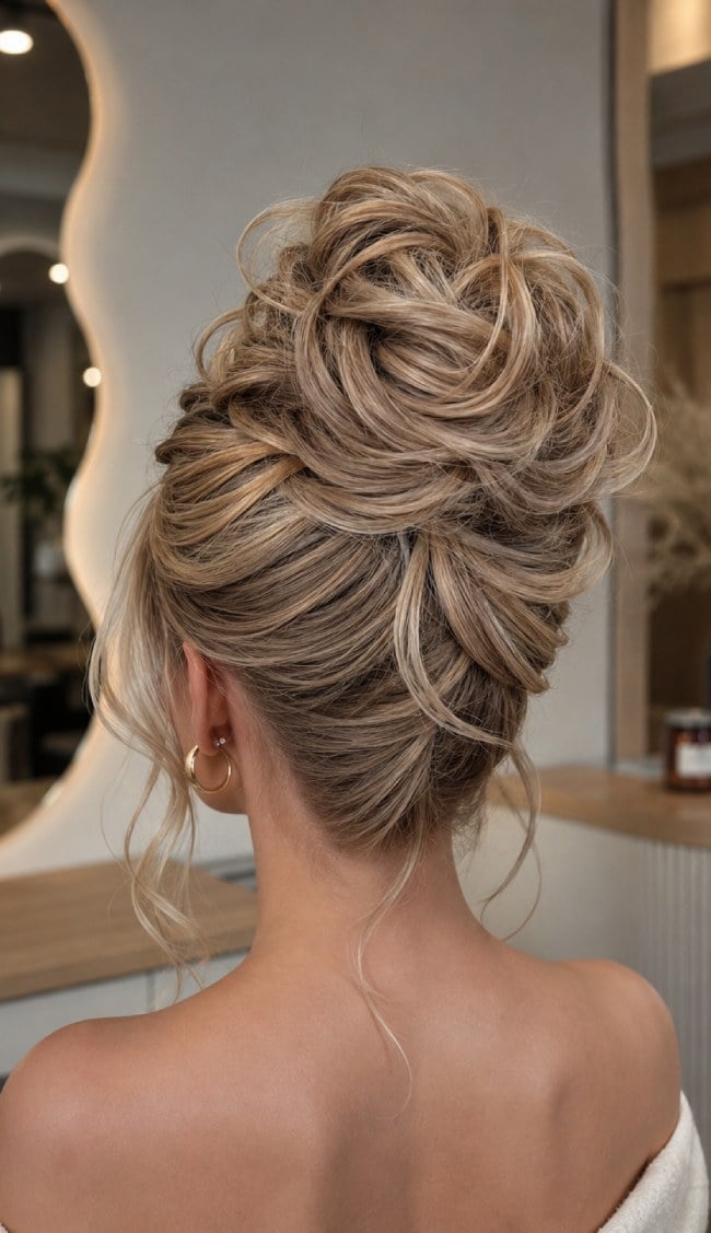 Light Brown Rose Swirl Updo — Elegant Updo Inspo