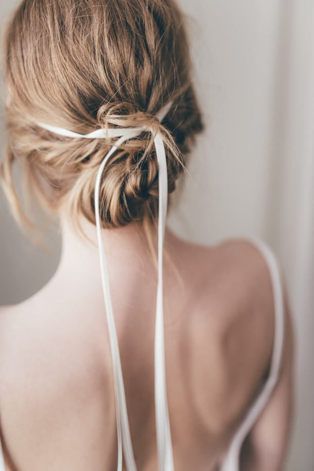 Loose Blonde Bun With White Ribbon — Elegant Updo Inspo