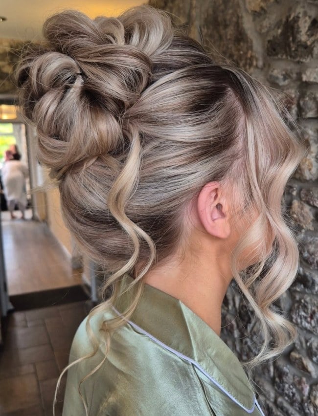 Voluminous Ash Blonde Braided Updo — Elegant Updo Inspo