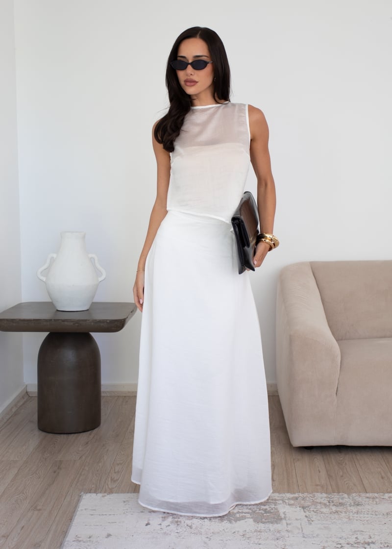 Reine Maxi Skirt - Off White – Gingham & Heels