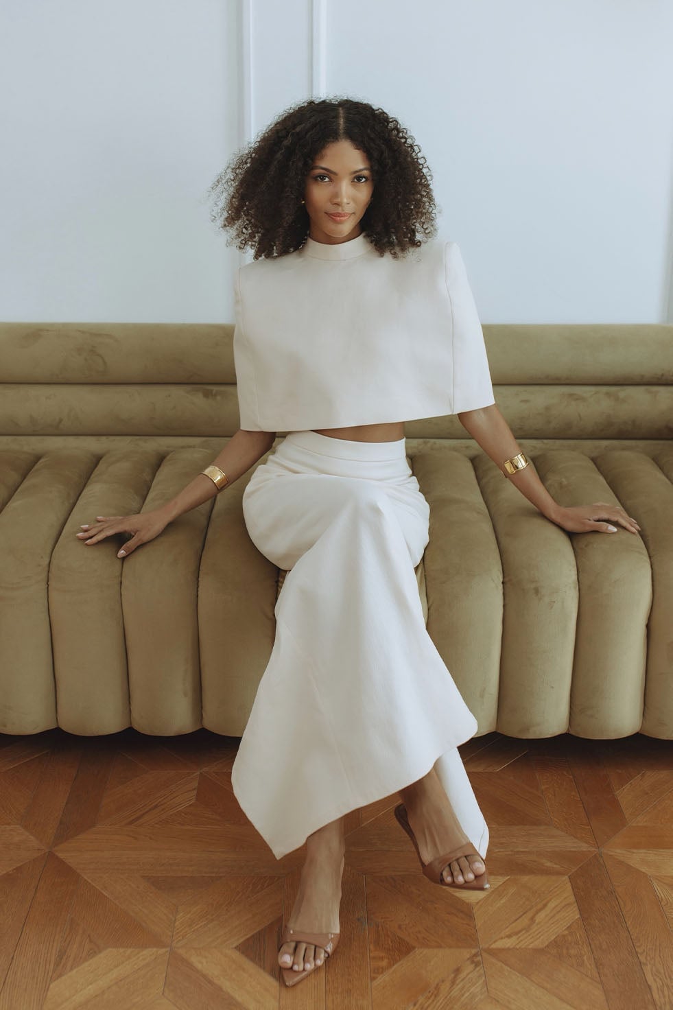 White Cape Top with Wide-Leg Trousers or Skirt — Elegant White Skirt Outfit