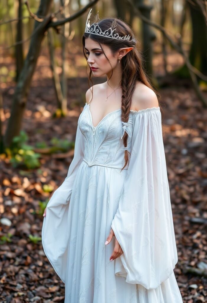 Ethereal White Off-Shoulder Chiffon Dress With Embroidery Ethereal White Off-Shoulder Chiffon Dress With Embroidery — Ethereal Dress Ideas