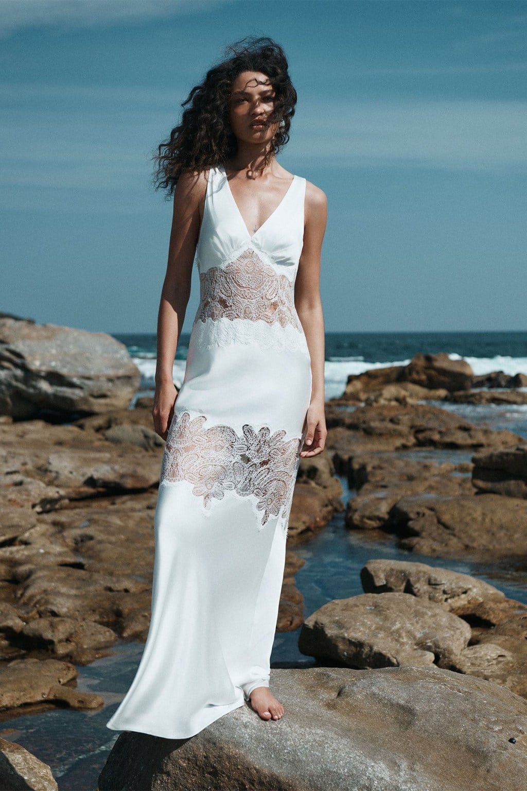 Long White Dress With Fitted Bodice and Lace Insets Long White Dress With Fitted Bodice and Lace Insets — Ethereal Dress Ideas