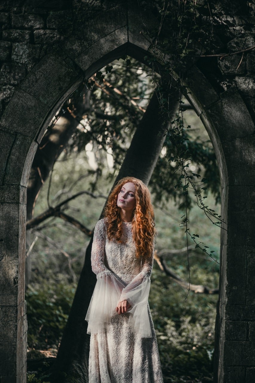 Ivory Lace Dress With Sheer Sleeve Details, Close-Up Take Ivory Lace Dress With Sheer Sleeve Details, Close-Up Take — Ethereal Dress Ideas