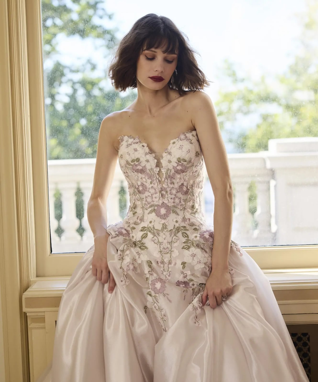 Strapless Ballgown With Floral Embroidery, Pale Pink Strapless Ballgown With Floral Embroidery, Pale Pink — Ethereal Dress Ideas