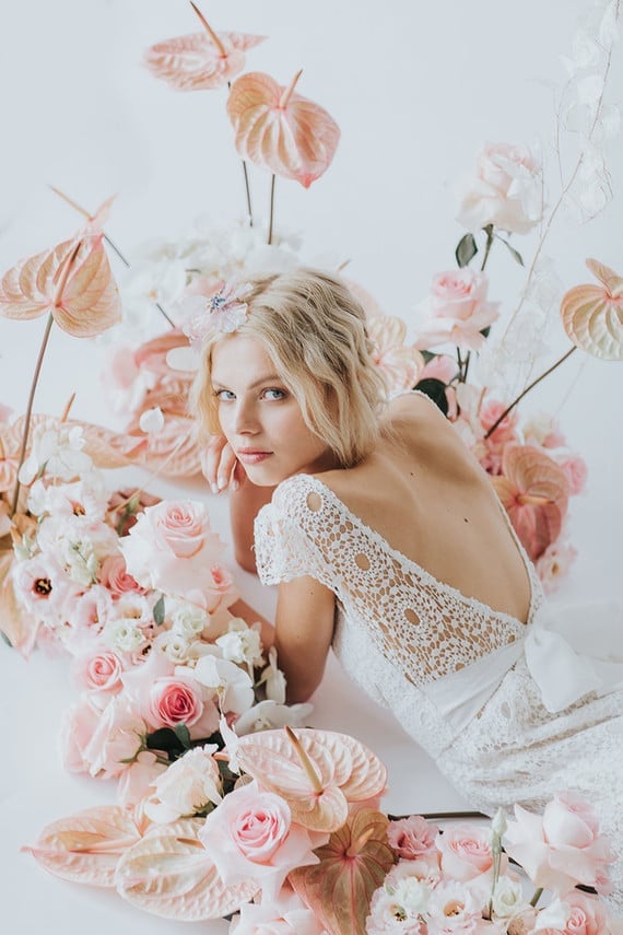 White Lace Dress With Low Back and Satin Bow, Close-Up Take White Lace Dress With Low Back and Satin Bow, Close-Up Take — Ethereal Dress Ideas