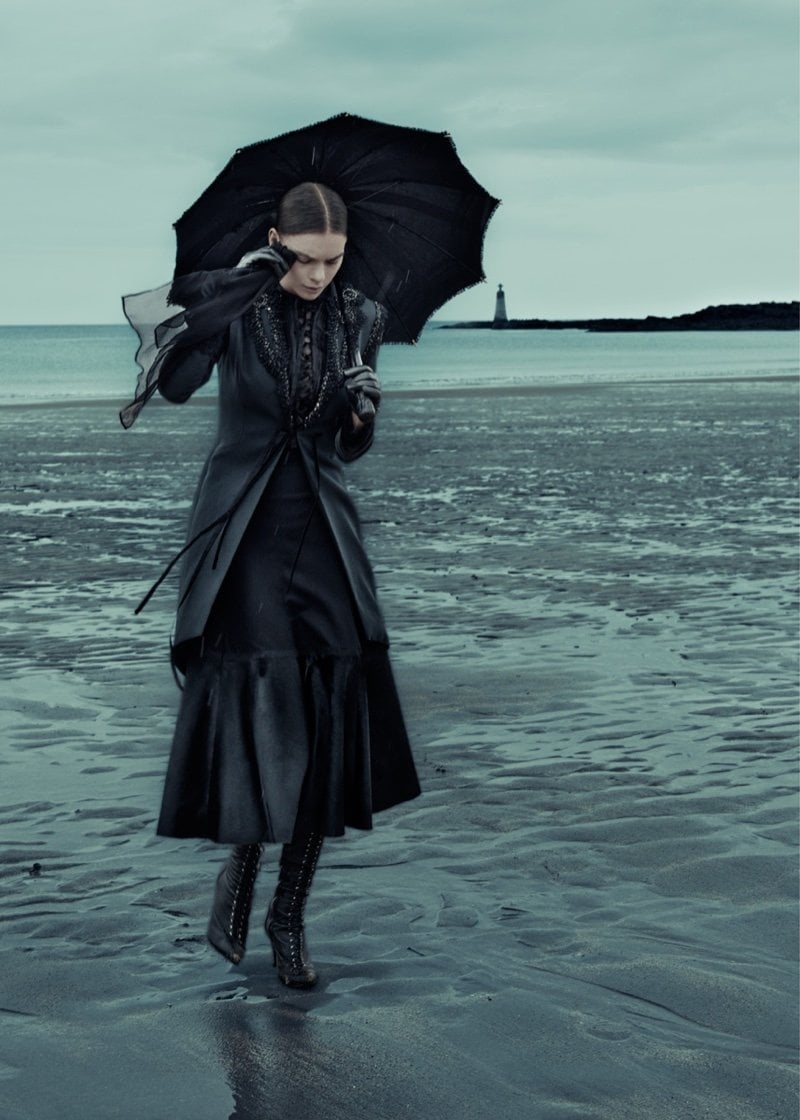 Dramatic Ruffled Coat and Lace Dress Ensemble Dramatic Ruffled Coat and Lace Dress Ensemble — Goth Style Ideas
