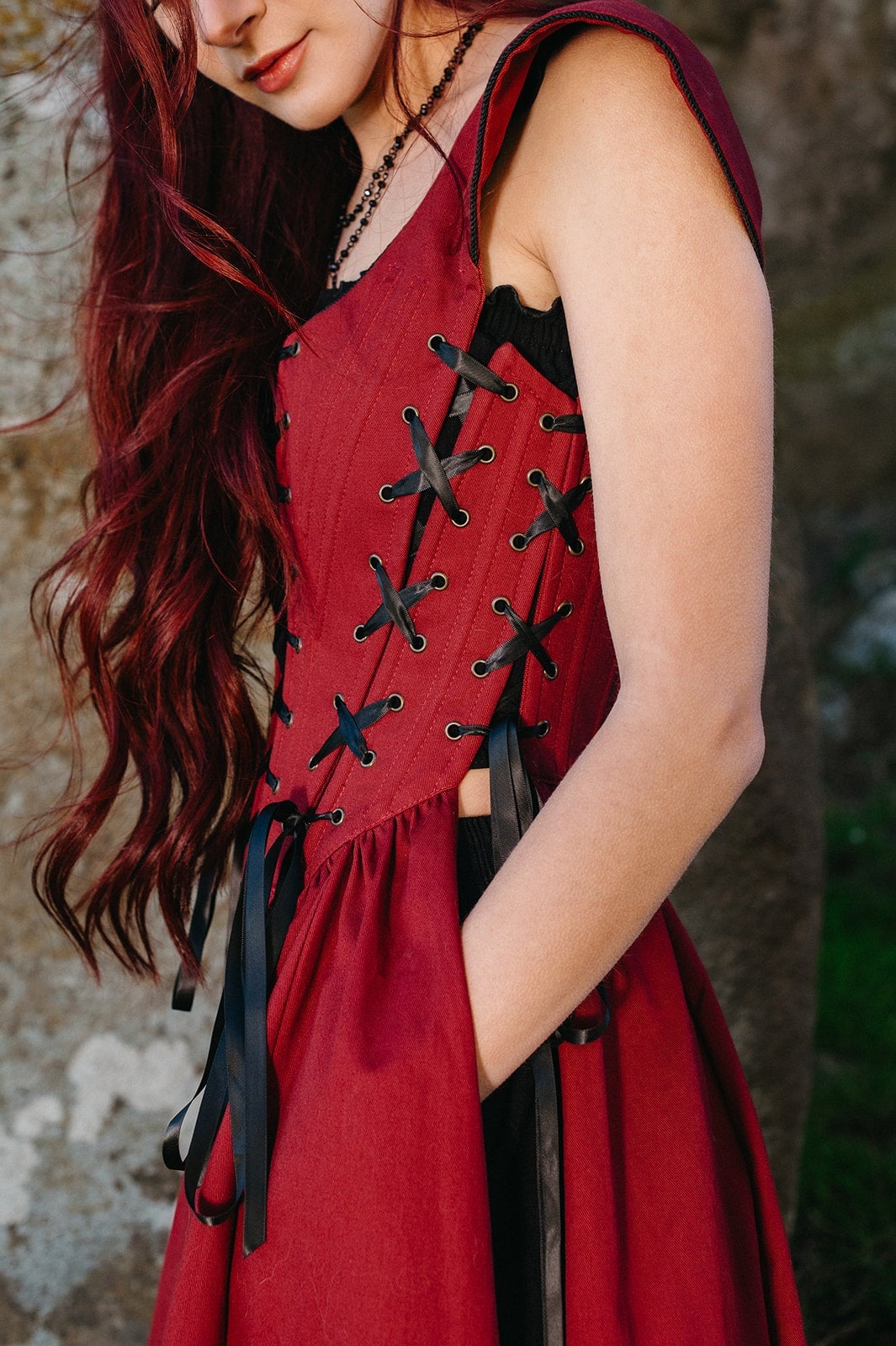 Red Corset Dress with Black Lacing Red Corset Dress with Black Lacing — Goth Style Ideas