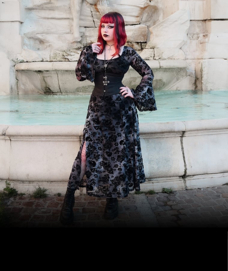 Sheer Skull Print Overlay Dress Sheer Skull Print Overlay Dress — Goth Style Ideas