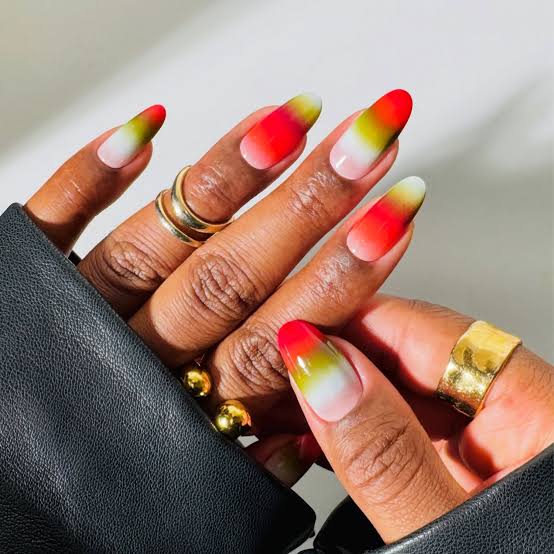Red Yellow White Fall Short Almond Gradient Red Yellow White Fall Short Almond Gradient — Gradient Nail Ideas