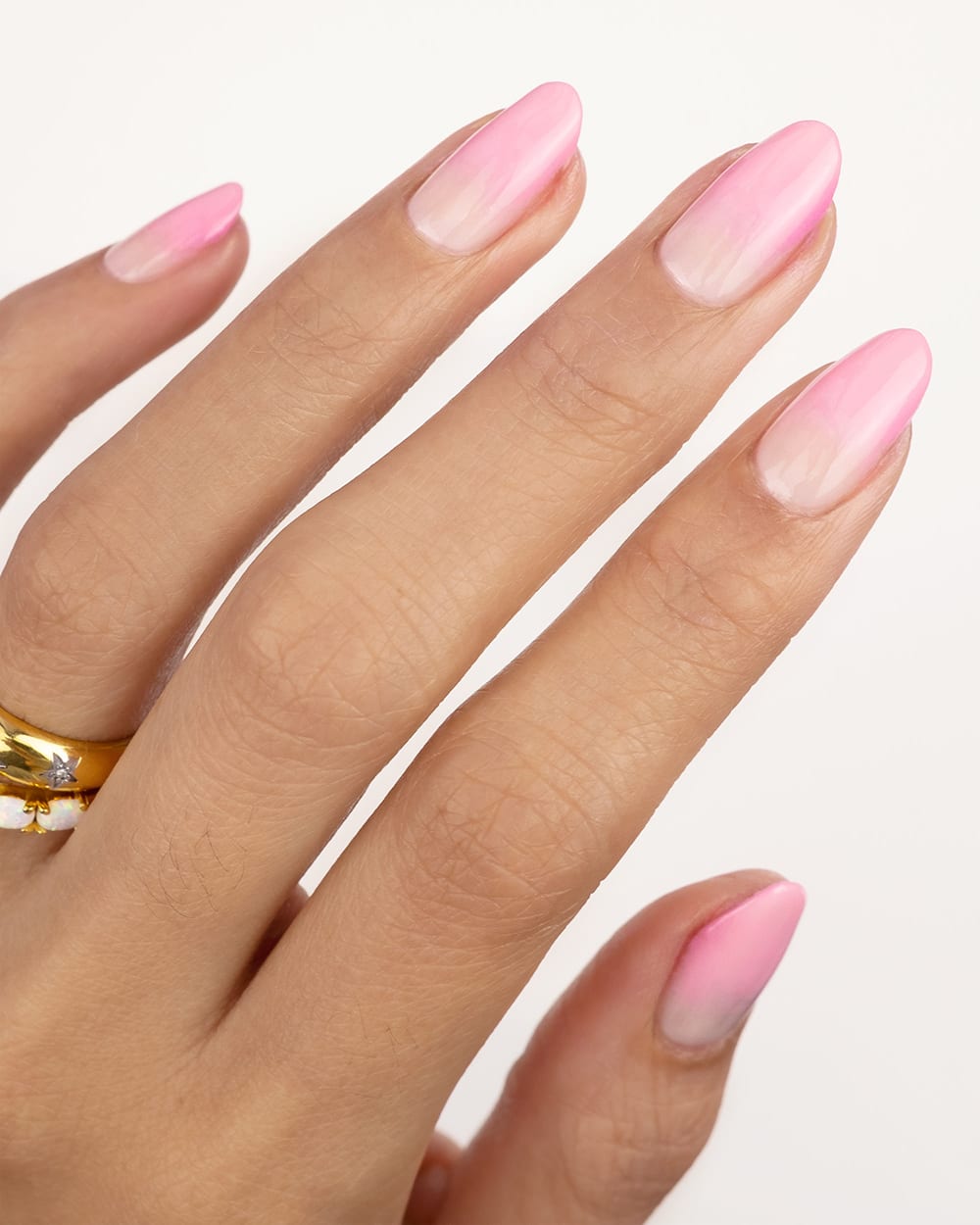 Vertical Pink to Clear Long Almond Gradient Vertical Pink to Clear Long Almond Gradient — Gradient Nail Ideas