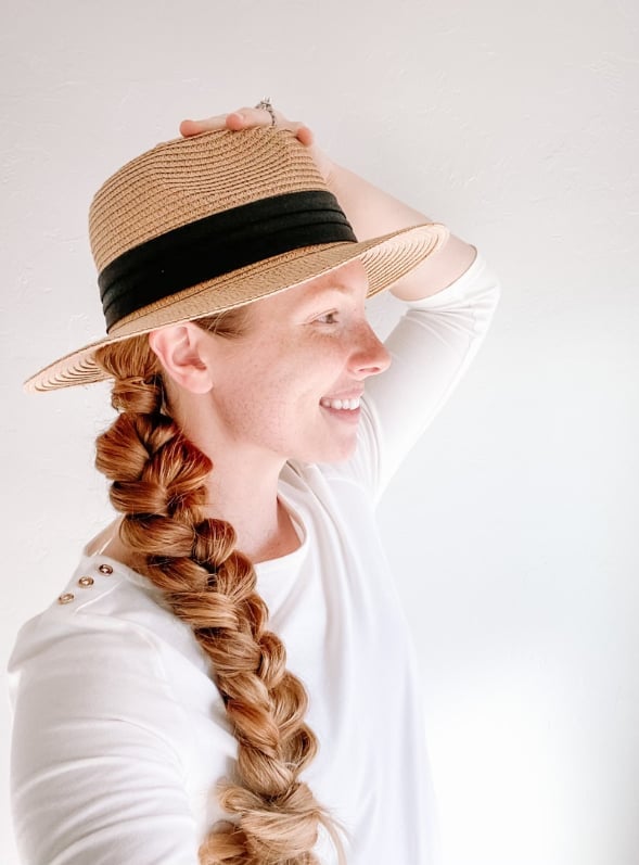 Thick Auburn Fishtail Braid with Fedora — Hair Ideas with Hat