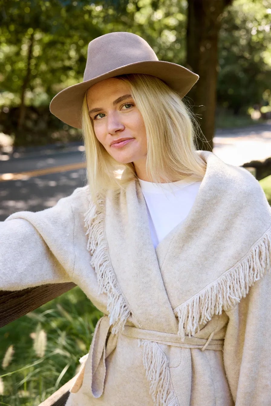 Fine Ash Blonde Air-Dried with Fedora Hat — Hair Ideas with Hat