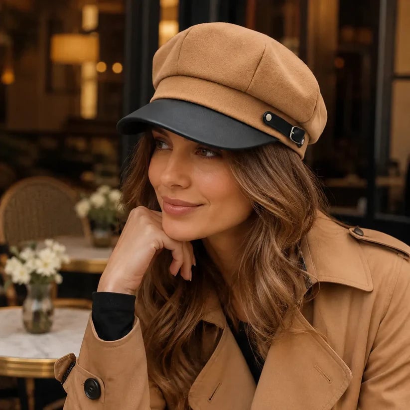 Collarbone Wavy Brown with Face-Framing Bangs — Hair Ideas with Hat