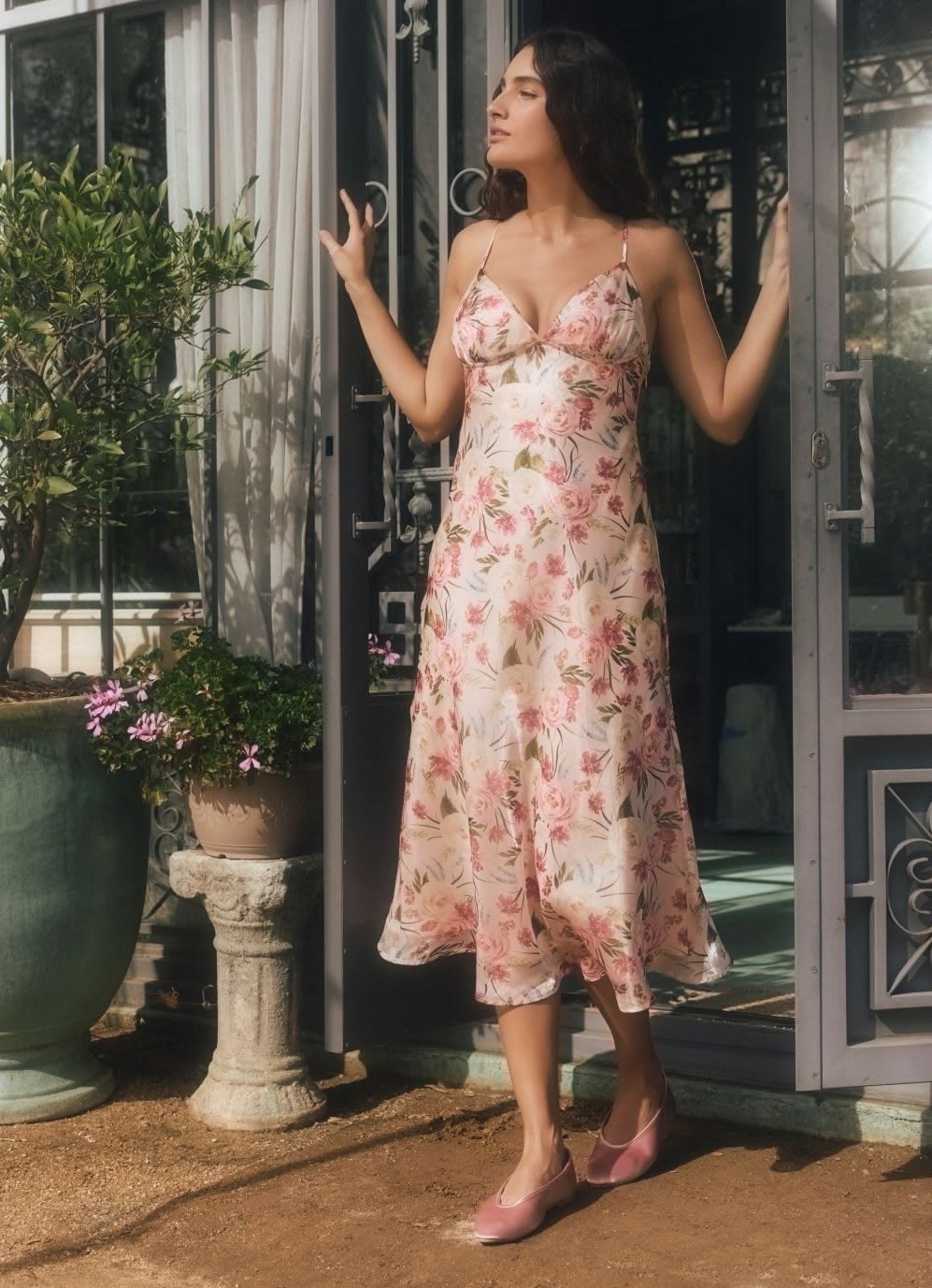 Light Pink Floral Print A-line Midi Dress Light Pink Floral Print A-line Midi Dress — Light Pink Dress Ideas