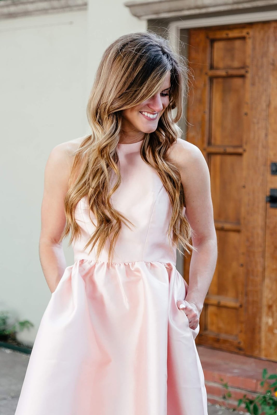 Light Pink Satin A-line Dress with Pockets Light Pink Satin A-line Dress with Pockets — Light Pink Dress Ideas