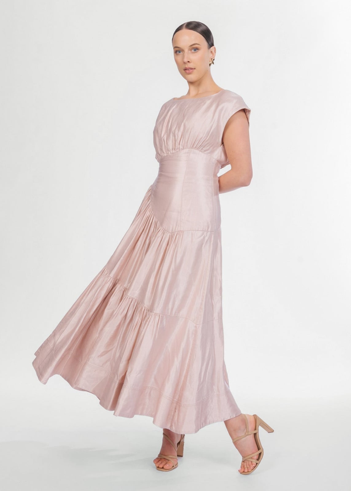 Shimmering Tiered Light Pink Maxi Dress Shimmering Tiered Light Pink Maxi Dress — Light Pink Dress Ideas