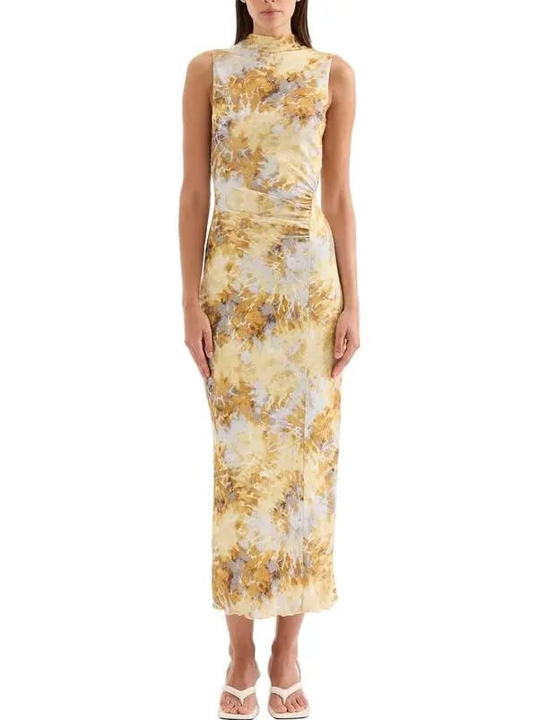Tie-dye Print Mesh Dress with Ruched Detailing Tie-dye Print Mesh Dress with Ruched Detailing — Mesh Dress Ideas