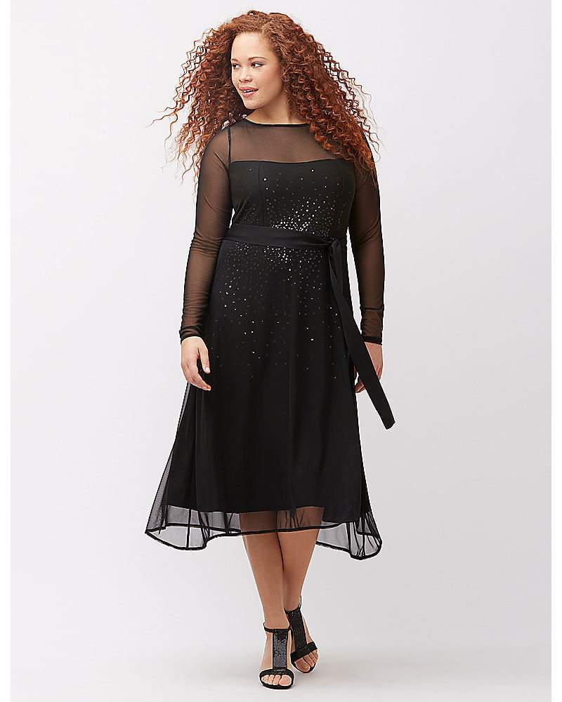 Black Sequin Mesh Dress with Long Sleeves and Sequins Black Sequin Mesh Dress with Long Sleeves and Sequins — Mesh Dress Ideas
