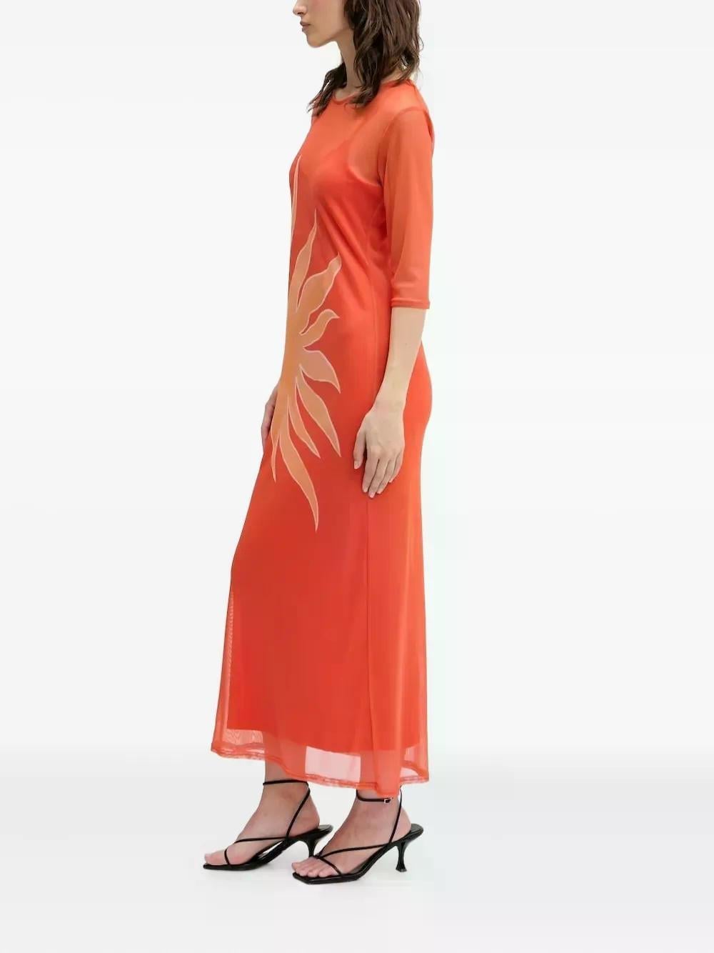 Orange Mesh Maxi Dress with Sun Print Orange Mesh Maxi Dress with Sun Print — Mesh Dress Ideas