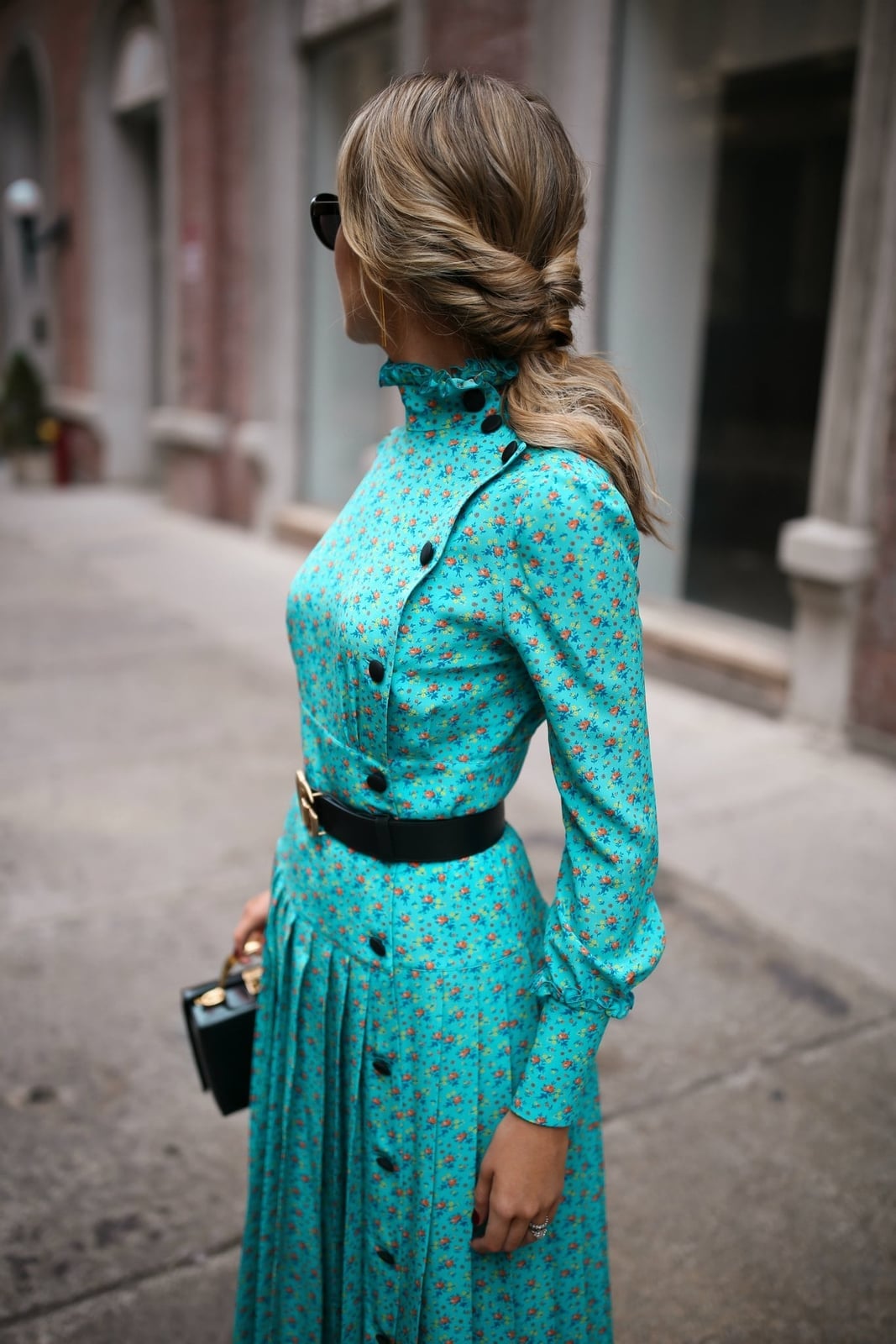Floral Print Midi Dress with a Pleated Skirt — Modern Victorian Dresses
