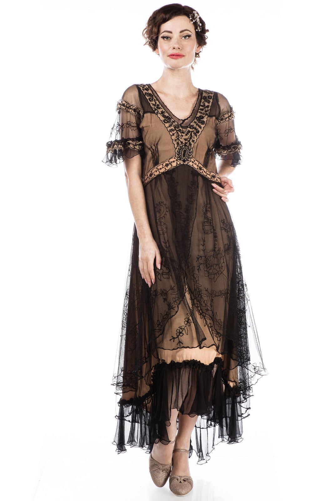 Black Velvet Maxi Dress with Buttoned High Neckline — Modern Victorian Dresses