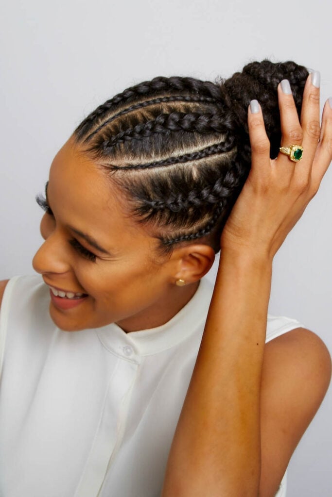 Braided Cornrows Into High Bun Braided Cornrows Into High Bun — Natural Bun Ideas