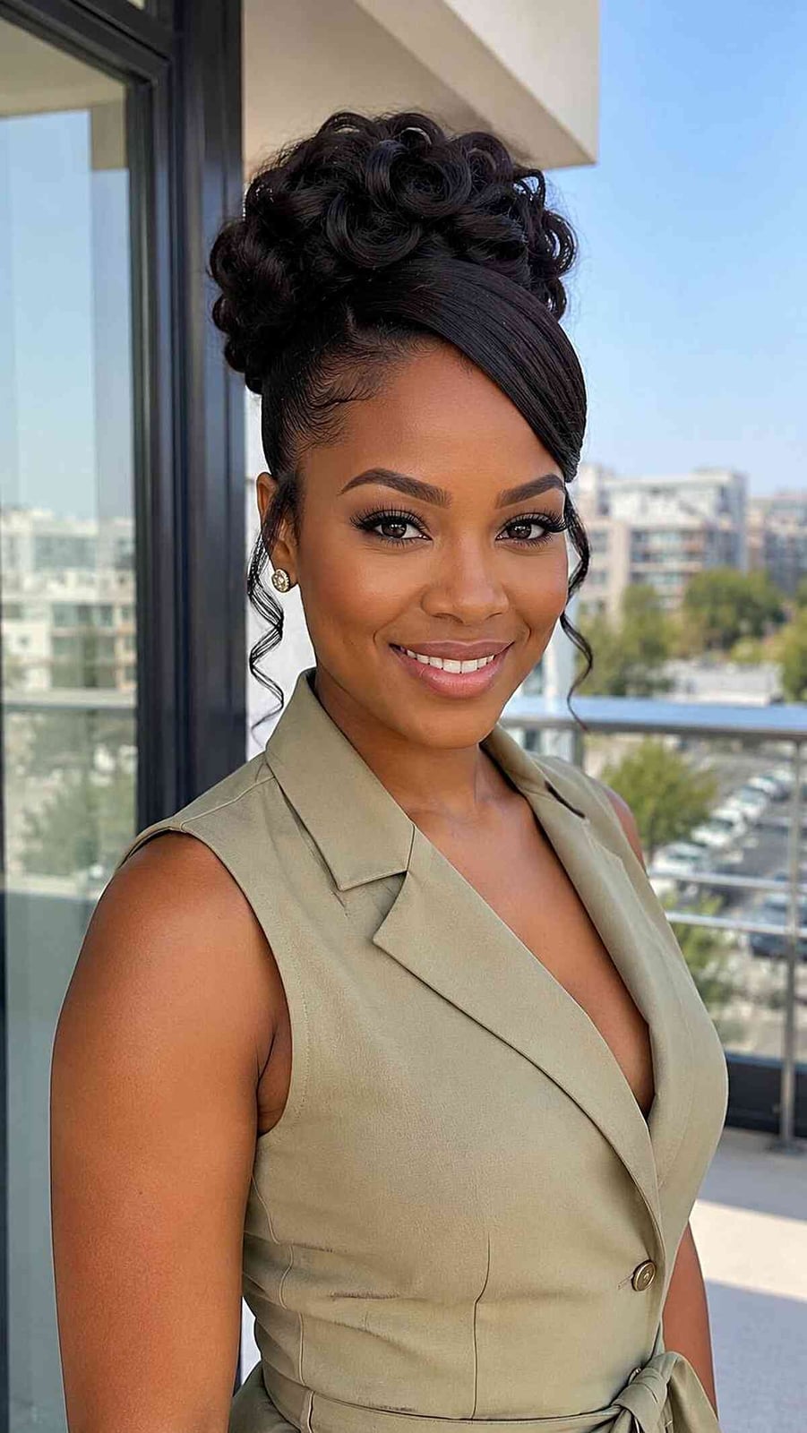 Side-Swept Black Wavy Bun Side-Swept Black Wavy Bun — Natural Bun Ideas