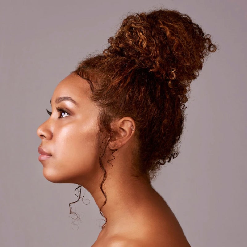 Auburn Highlighted Curly Bun Auburn Highlighted Curly Bun — Natural Bun Ideas