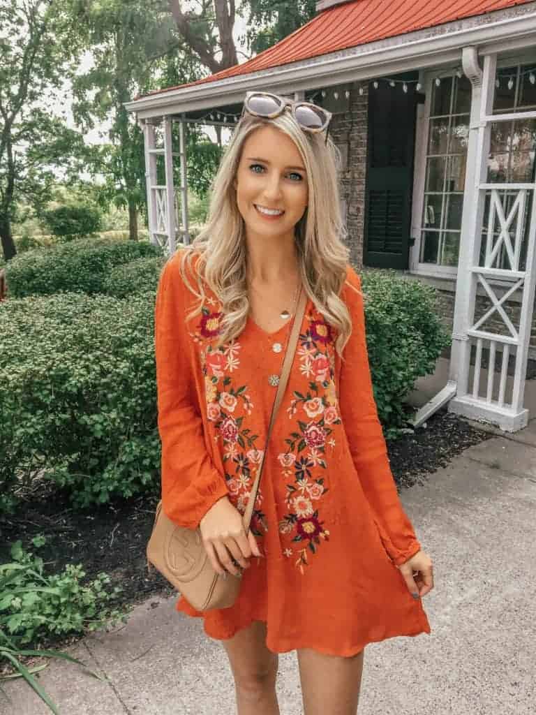 Orange Embroidered Long-Sleeved Mini Dress Orange Embroidered Long-Sleeved Mini Dress — Orange Dress Ideas