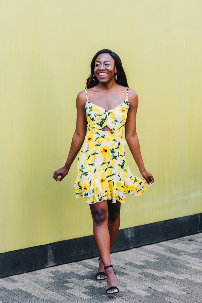 Lemon Print Cut-Out Mini Dress — Pattern Dress Ideas