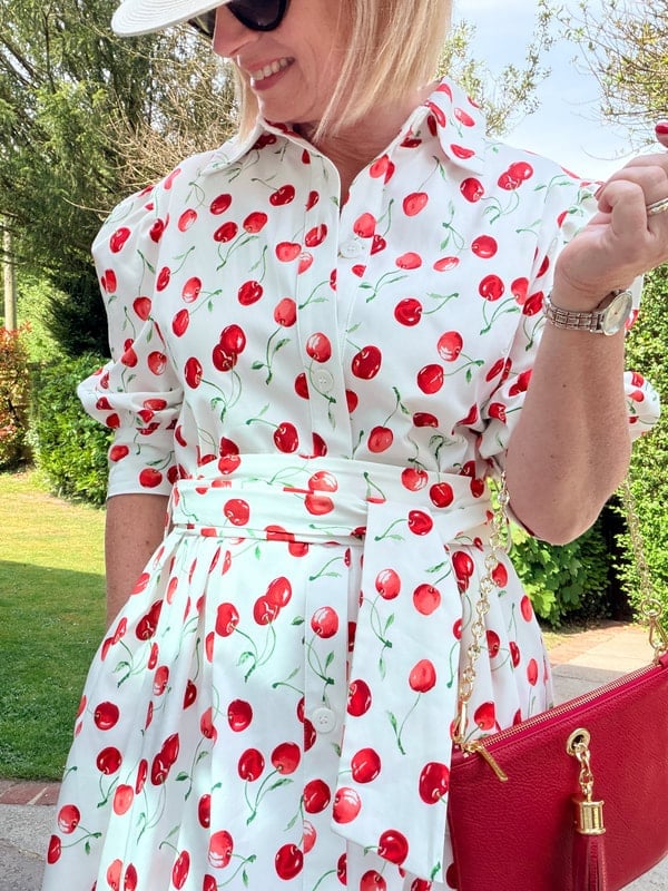 Red Cherry Print Shirt Dress — Pattern Dress Ideas