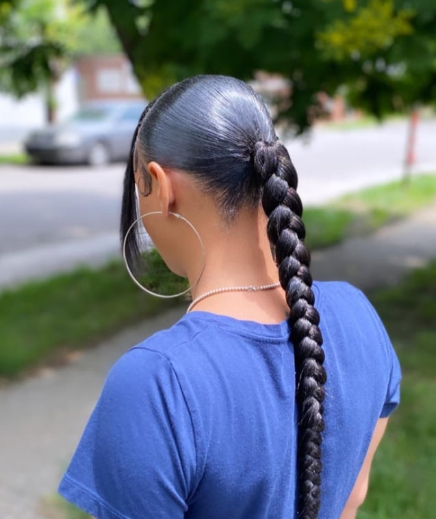 Mid-Back Braided Ponytail Mid-Back Braided Ponytail — Quick Weave Ponytail Ideas