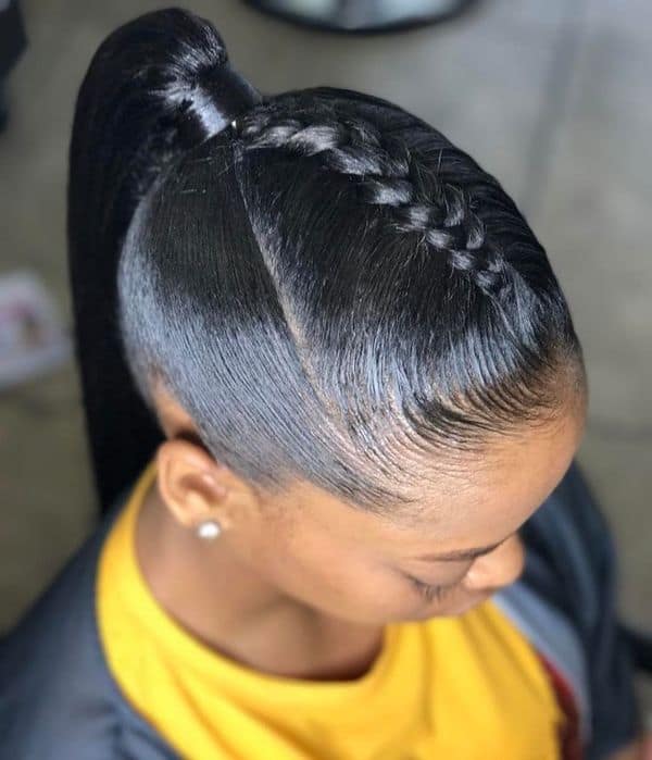 High Ponytail With Braided Base High Ponytail With Braided Base — Quick Weave Ponytail Ideas