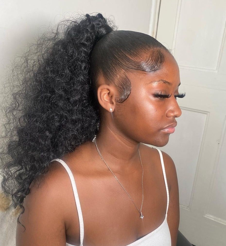 High Ponytail Wet Look Curls High Ponytail Wet Look Curls — Quick Weave Ponytail Ideas